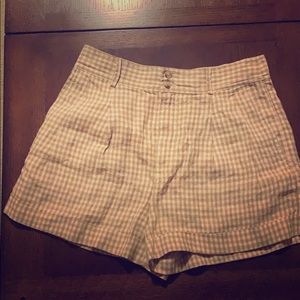 Made well Linen Pleated Shorts in Gingham Check